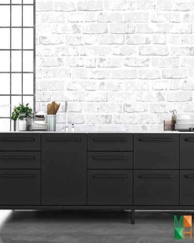 Trang trí khách sạn với giấy dán tường 3D giả gạch màu trắng đẹp 70137-2
