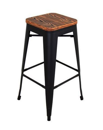 Ghế bar, ghế nhà hàng khách sạn không tựa mặt gỗ TL-09 màu đen