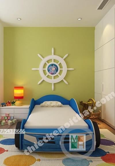 Phòng ngủ con trai năng động với chiếc giường oto ngộ nghĩnh