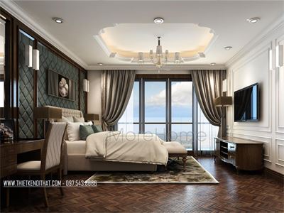 Thiết kế nội thất phòng ngủ khách sạn đẳng cấp 5 sao - tân cổ điển